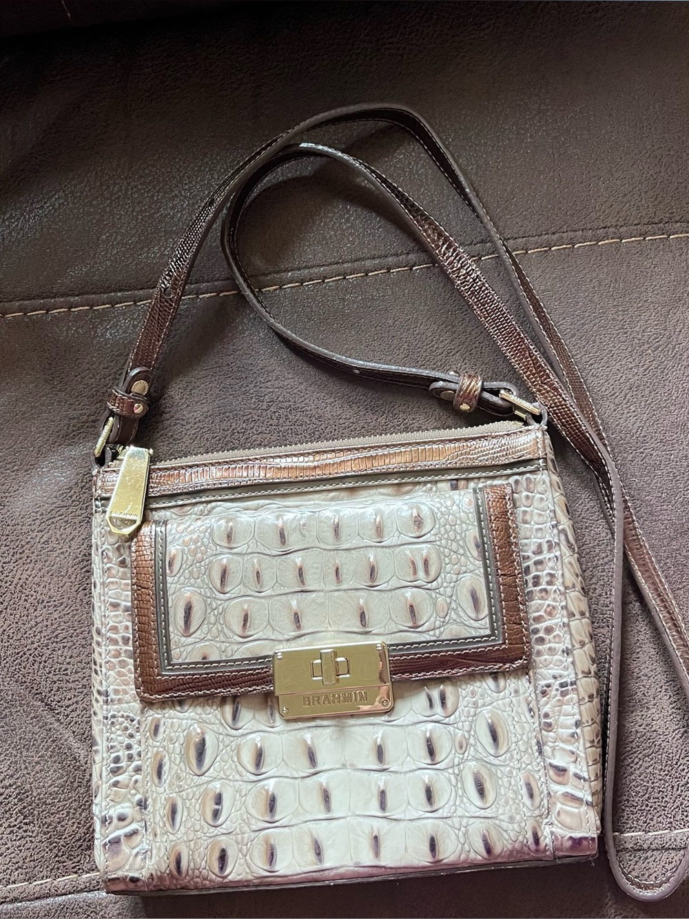 Brahmin Mimosa Croc-Embossed Crossbody Bag